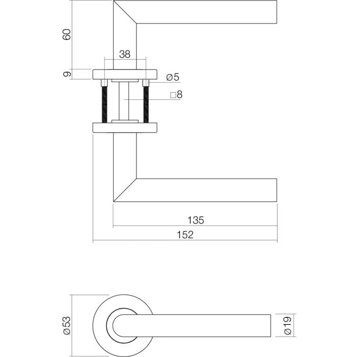 INTERSTEEL Deurkruk Hoek 90°op Rozet 500 Serie Staal RVS 4 INTERSTEEL Deurkruk Hoek 90°op Rozet 500 Serie Staal RVS - Afbeelding 2