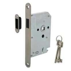 INTERSTEEL Woningbouw Magneet Klavier Dag- En Nachtslot 55mm, Voorplaat Afgerond Rvs, 20x175, Doorn 50mm Incl.