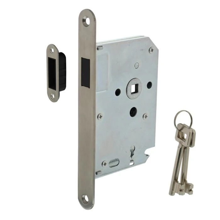 INTERSTEEL Woningbouw Magneet Klavier Dag- En Nachtslot 55mm, Voorplaat Afgerond Rvs, 20x175, Doorn 50mm Incl. 3 INTERSTEEL Woningbouw Magneet Klavier Dag- En Nachtslot 55mm, Voorplaat Afgerond Rvs, 20x175, Doorn 50mm Incl.