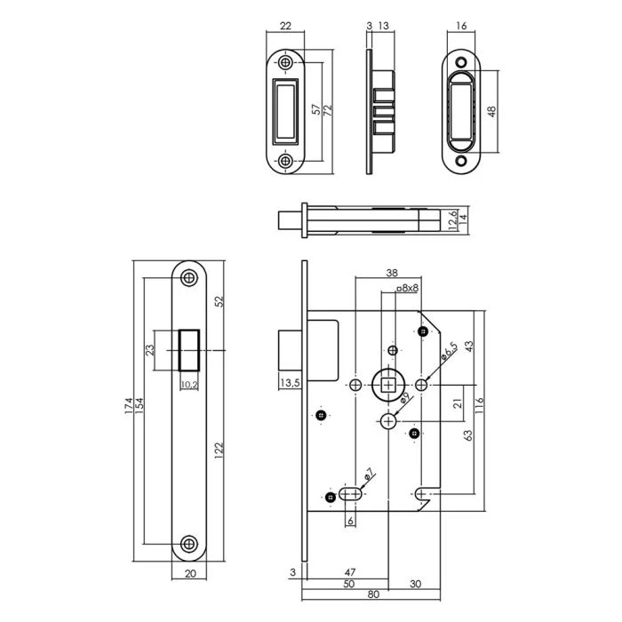 INTERSTEEL Woningbouw Magneet Slot, Voorplaat Afgerond Zwart, 20x175, Doorn 50mm Incl. Sluitplaat/kom 4 INTERSTEEL Woningbouw Magneet Slot, Voorplaat Afgerond Zwart, 20x175, Doorn 50mm Incl. Sluitplaat/kom - Afbeelding 2