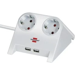 Brennenstuhl Desktop-Power USB-charger 2 USB-laadaansluiting 2100mA 2-voudig Wit Gepolijst 1,8m H05VV-F 3G1,5