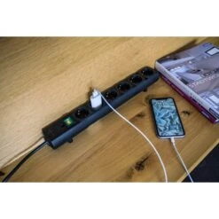 Brennenstuhl Comfort-Line Plus Stekkerdoos Met Platte Stekker 6-voudig Zwart 2m H05VV-F 3G1,5 -Miakita Winkel 4007123641086 1153300100 a013 others