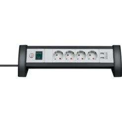 Brennenstuhl Premium-Office-Line Stekkerdoos Met USB 4-voudig Zwart/lichtgrijs 1,8m H05VV-F 3G1,5