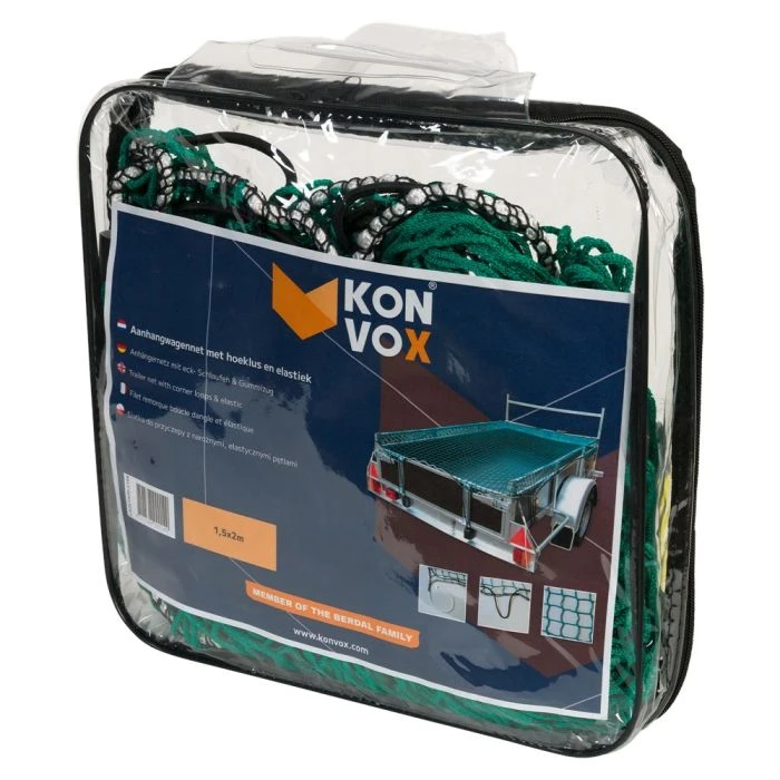 Konvox Aanhangwnet Met Hoeklus En Elastiek 1,5x2m Groen 5 Konvox Aanhangwnet Met Hoeklus En Elastiek 1,5x2m Groen - Afbeelding 3