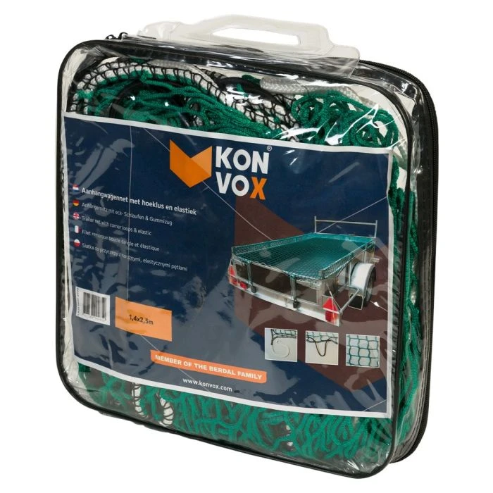 Konvox Aanhangwnet Met Hoeklus En Elastiek 1,4x2,5m Groen 3 Konvox Aanhangwnet Met Hoeklus En Elastiek 1,4x2,5m Groen