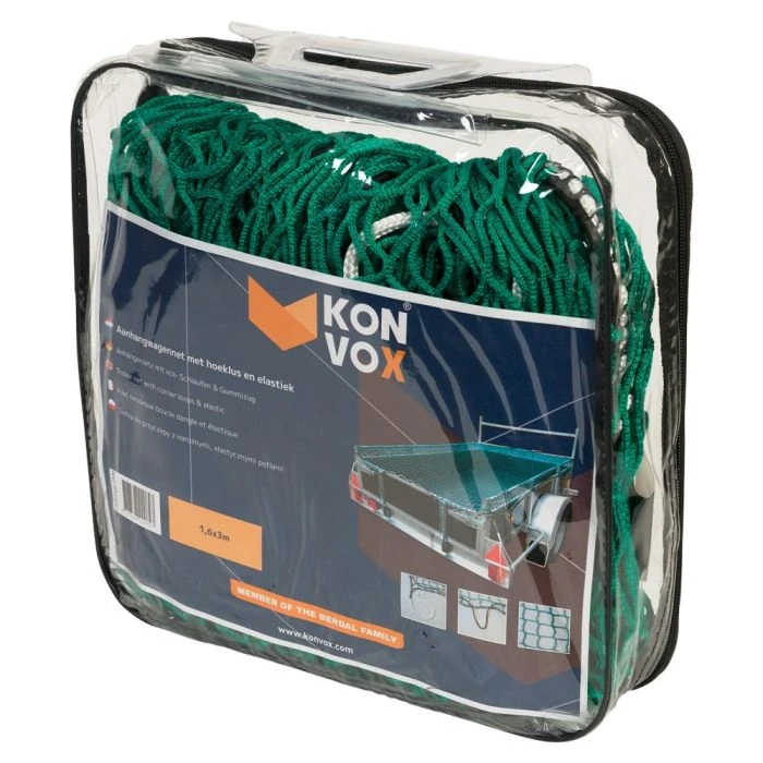 Konvox Aanhangwnet Met Hoeklus En Elastiek 1,6x3m Groen 3 Konvox Aanhangwnet Met Hoeklus En Elastiek 1,6x3m Groen