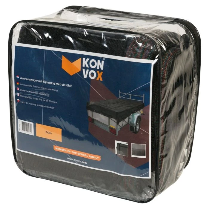 Konvox Aanhangwnet Fijnmazig Met Elastiek 2x3m Zwart 3 Konvox Aanhangwnet Fijnmazig Met Elastiek 2x3m Zwart
