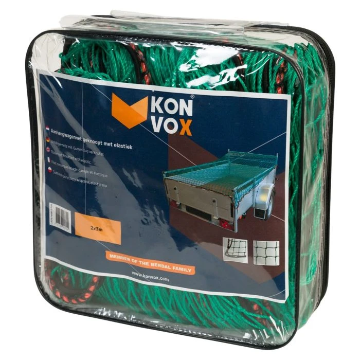 Konvox Aanhangwnet Geknoopt Met Elastiek 2x3m Groen HDPE 5 Konvox Aanhangwnet Geknoopt Met Elastiek 2x3m Groen HDPE - Afbeelding 3
